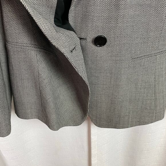 Lafayette 148 New York Black&White Chevron Virgin Wool One Button Blazer Sz.16 - Picture 6 of 13